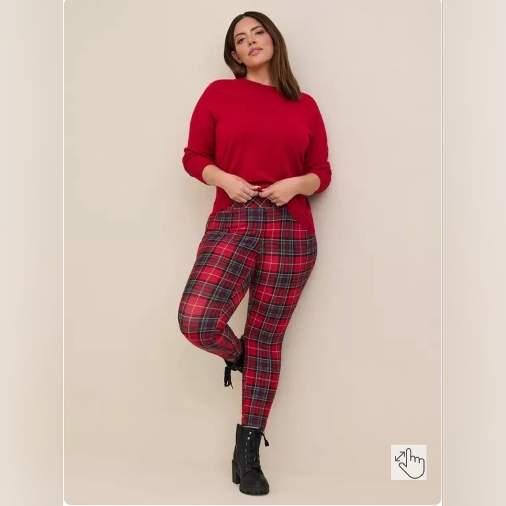 Torrid Plaid Pixie Skinny Studio Luxe Ponte High-Rise Pants Pockets 3X 22 24